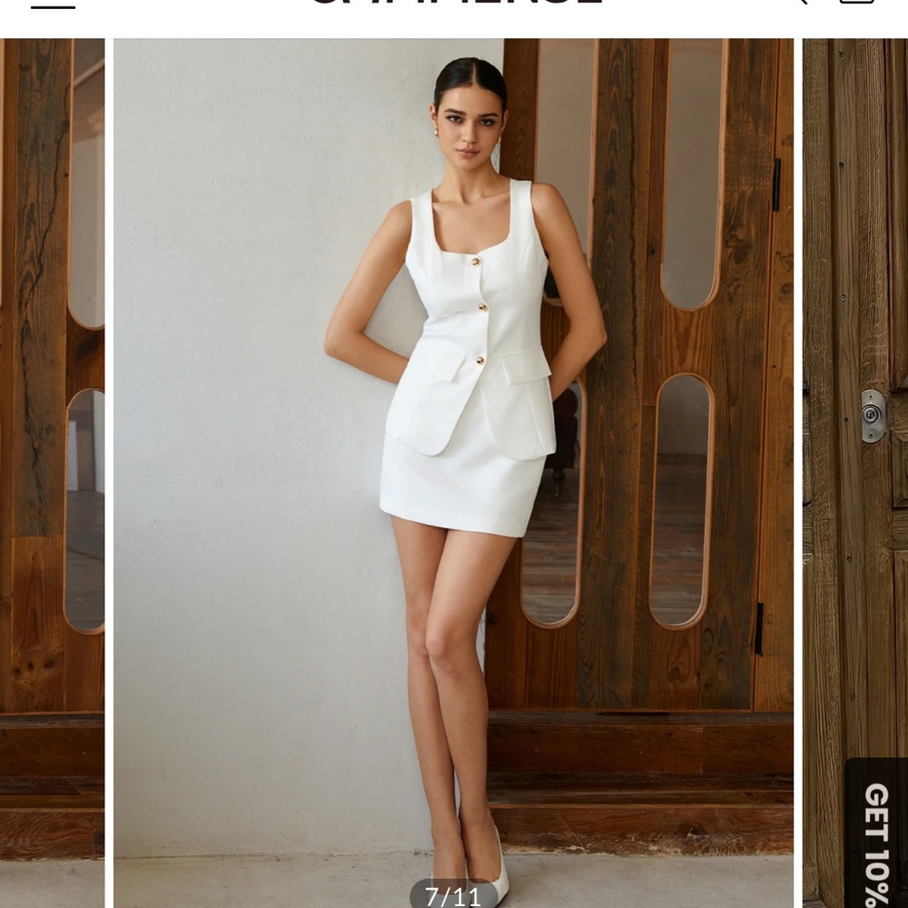 Commense White Button Down Shirt Dress size: S NWT. - Picture 3 of 15